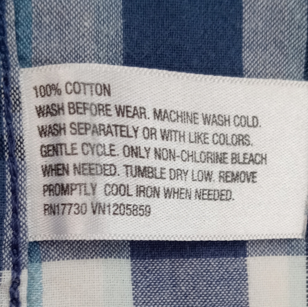 Cherokee Boys Plaid Long Sleeve Button-Down Shirt.Size XL(16 /18).Blue, White. - Picture 4 of 11